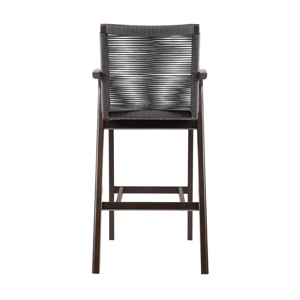 30" Outdoor Wood & Rope Bar Stool U86790
