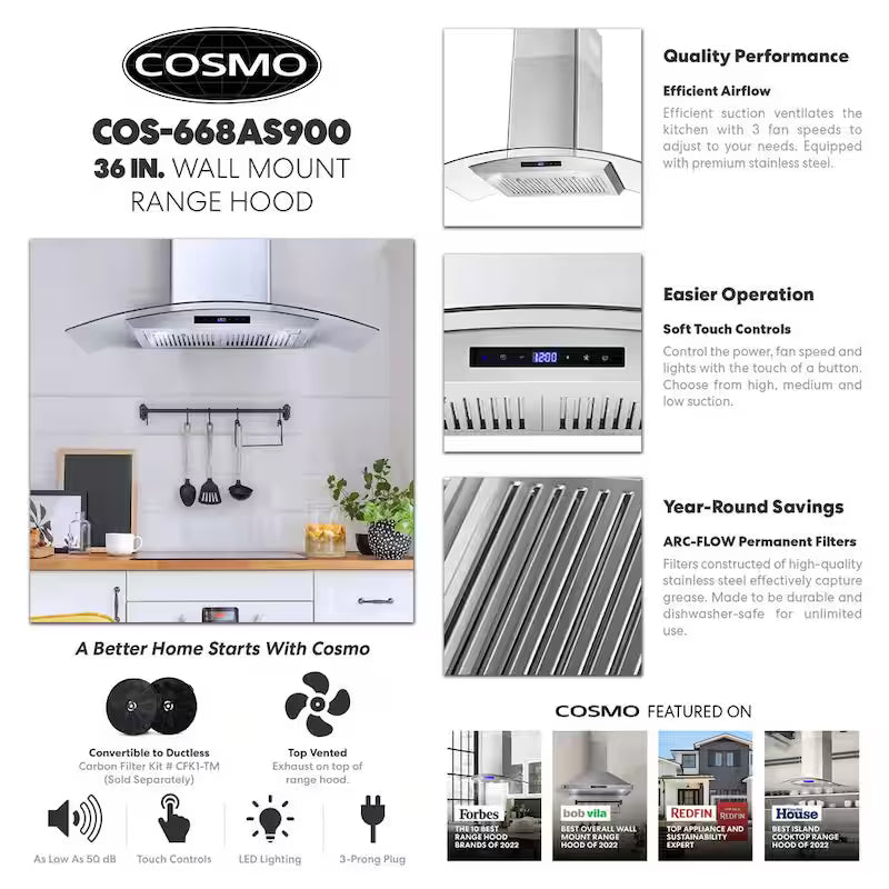 36 in. Stainless Steel Wall Mount Range Hood F859953