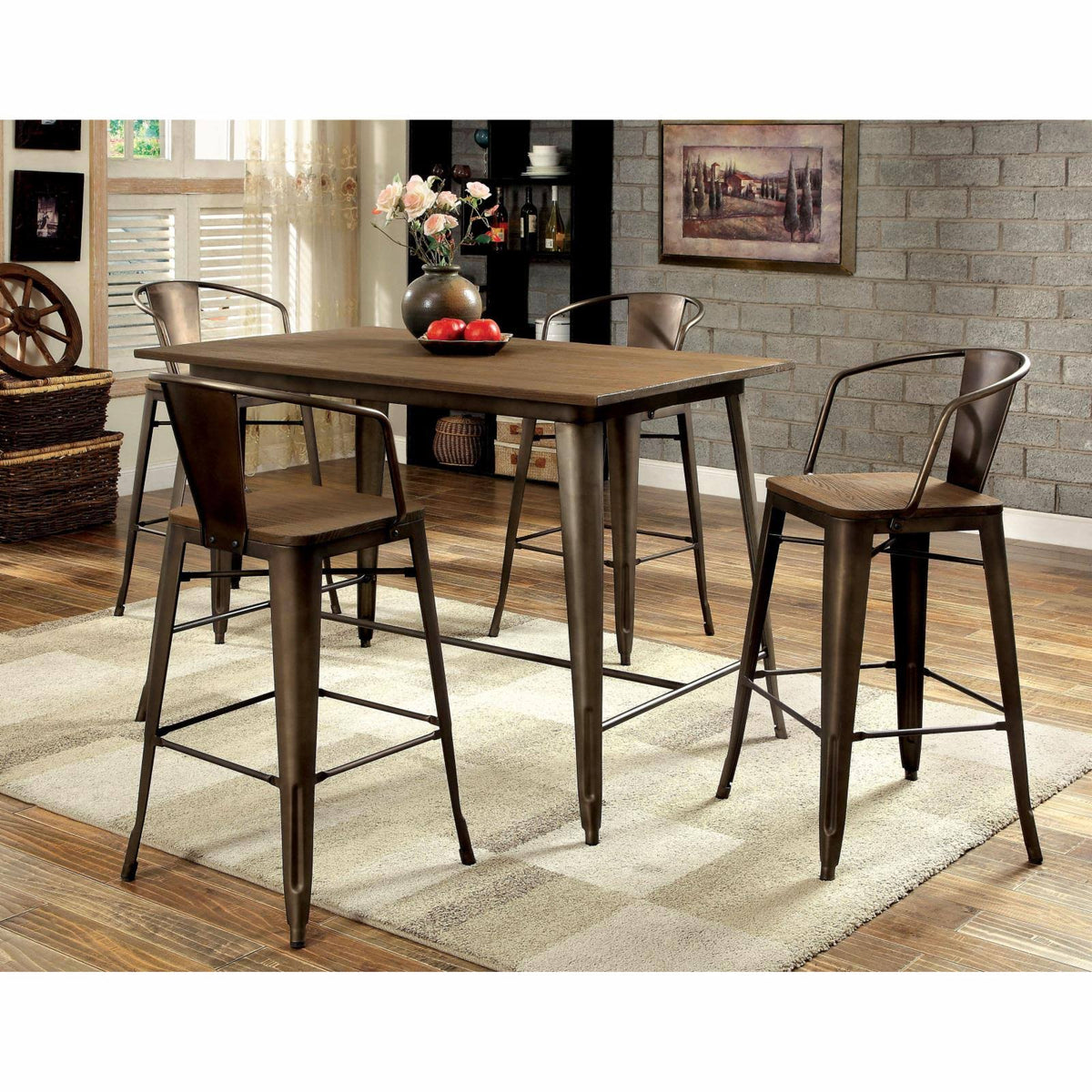 5 Piece Counter Height Metal Framed Dining Table Set G2957