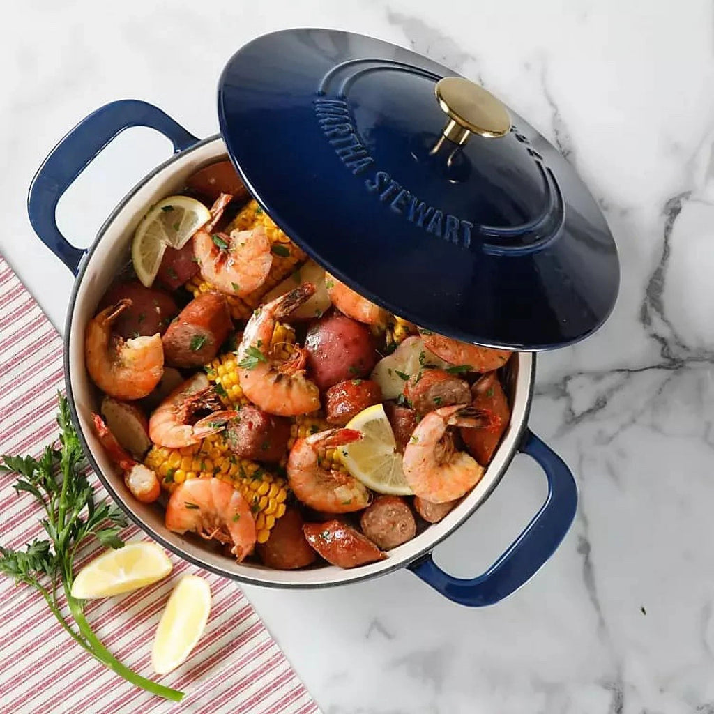 Enameled Cast Iron 7-Quart Covered Round Dutch Oven Y98768