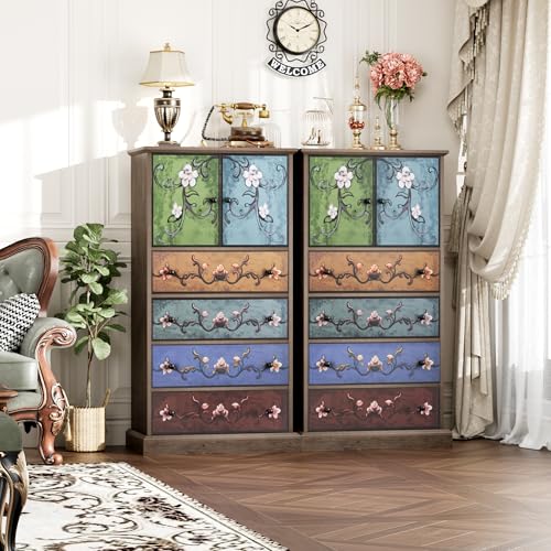 50'' Tall 4 Drawer 2 Door Wood Dresser K1546