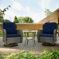 Blue Wicker Patio Swivel Rocker Chairs Set of 2 with Table E229776