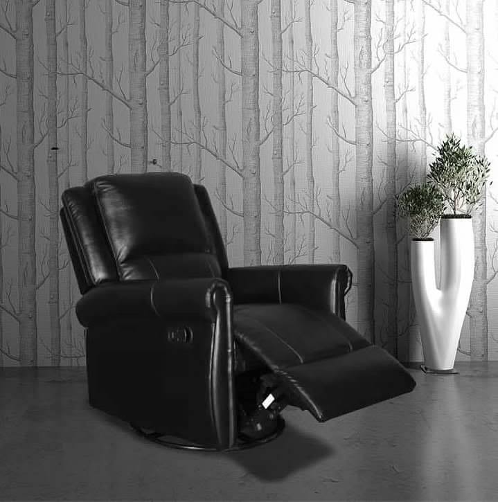 Brown PU Manual Swivel Glider Recliner Chair W99660