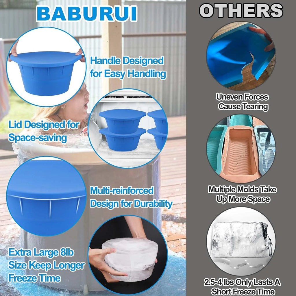 Large Round Silicone Ice Block Mold with Lid (Blue) F6552