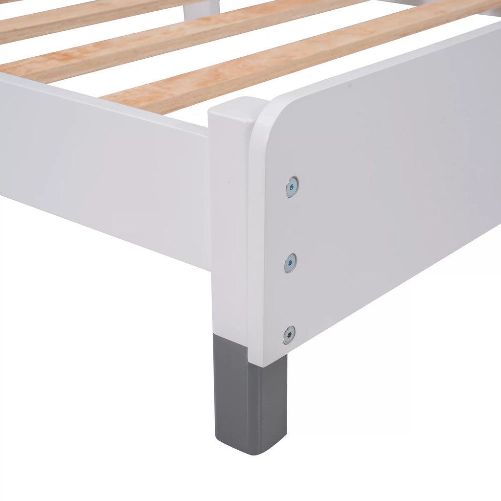 Twin Size Wood Platform Bed with House-Shaped Headboard E181