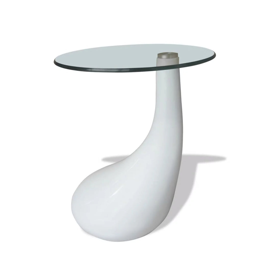 Round Glass Top White Coffee Table E9890