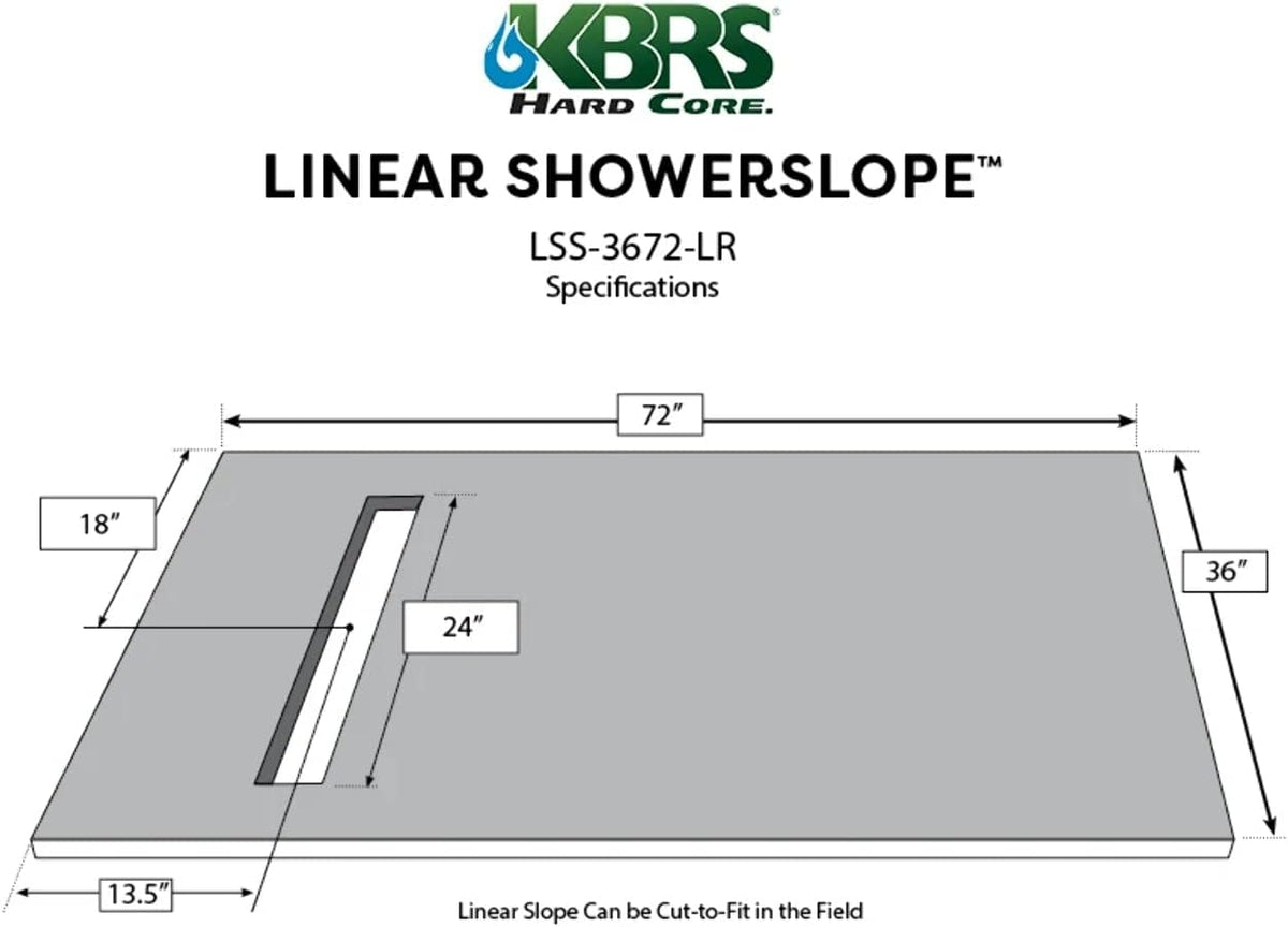 36” x 72” Linear Drain Shower Kit with ABS Drain Body L9377