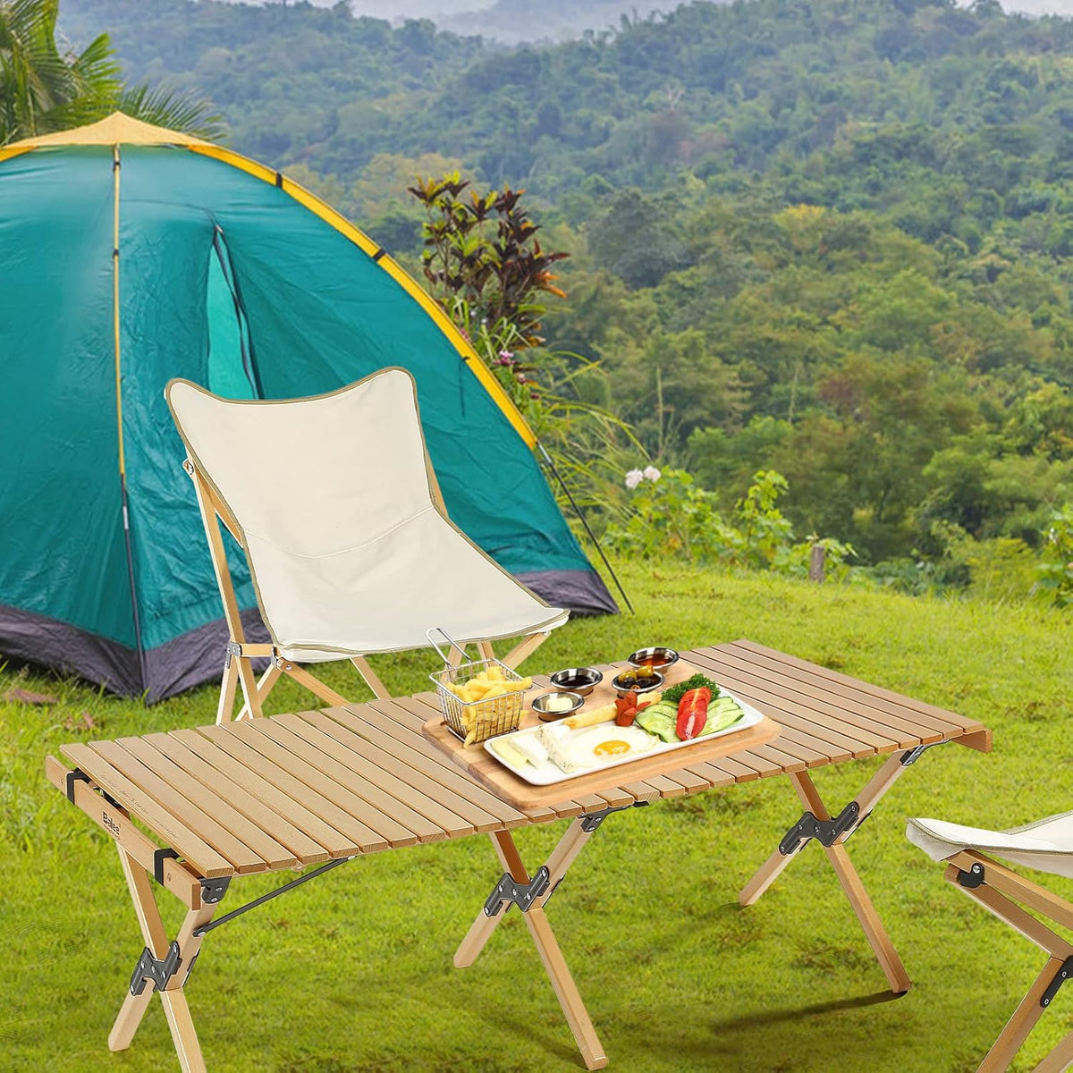4ft Foldable Wooden Picnic Table with Carry Bag H83720