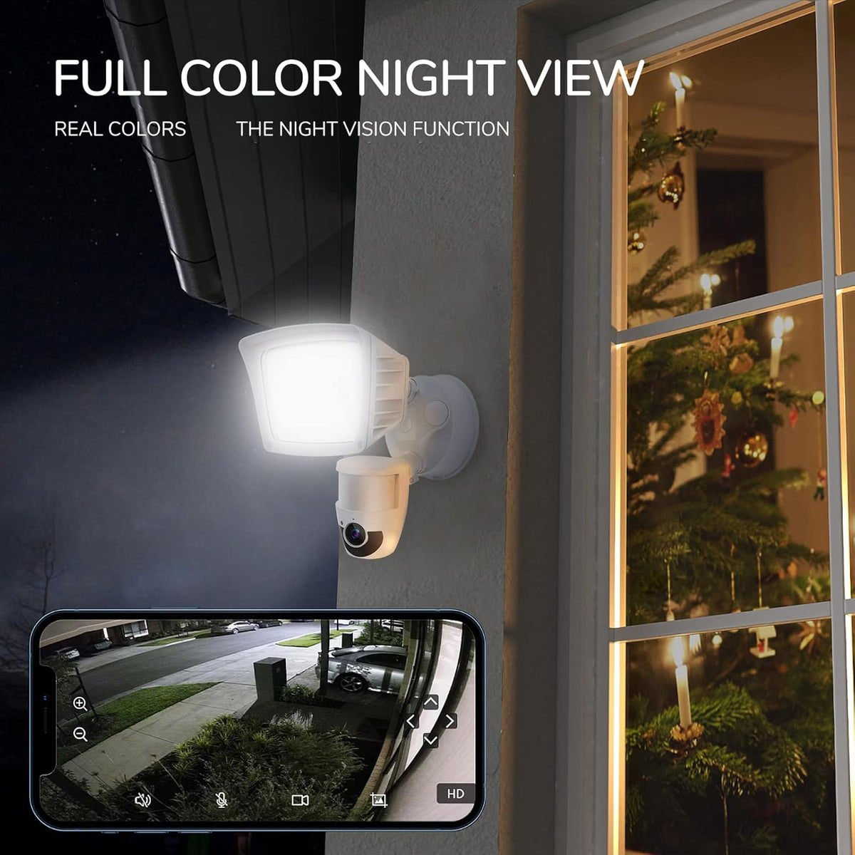 1080P Motion Sensor Floodlight Camera with Night Vision H2886