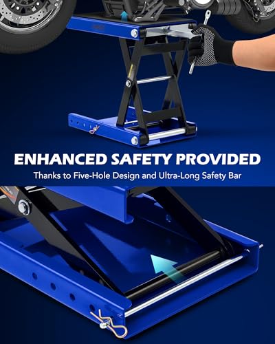 1100lb Motorcycle Scissor Lift Jack with Wide Deck T Handle T8195