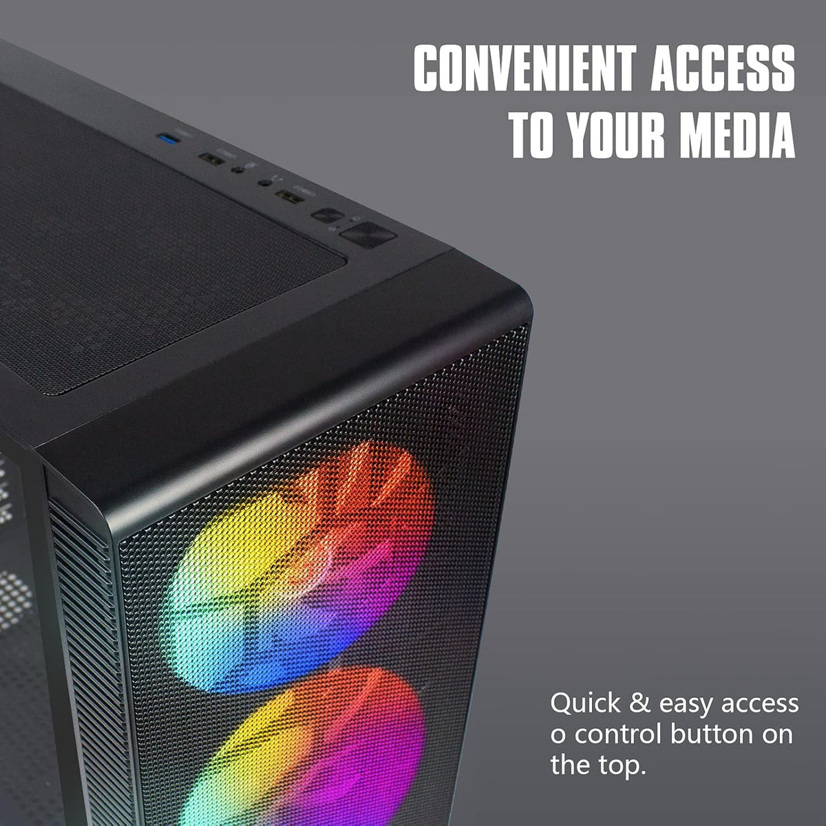 ATX Mid-Tower PC Gaming Case with 6 x 140mm Fans Glass Side Panel Q49077