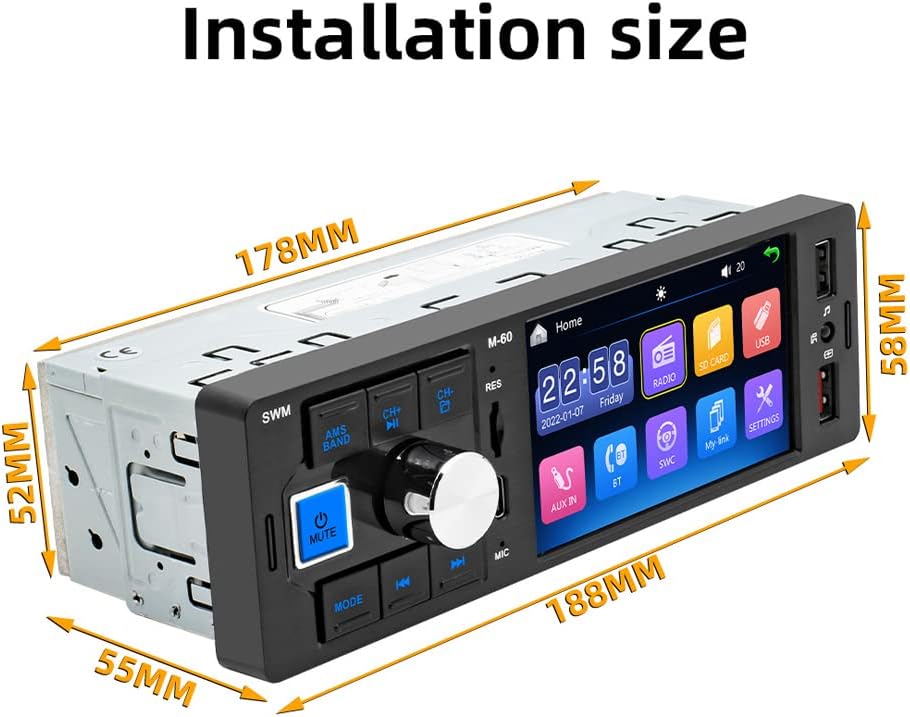 4 Inch Touchscreen Car FM Radio MP5 Player with USB AUX BT Y152