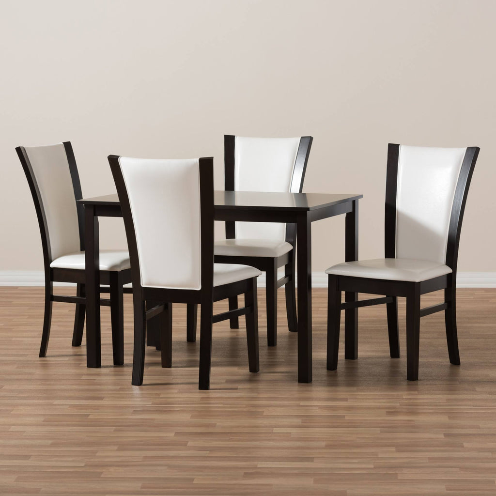 5-Piece White Faux Leather Dining Set Y6073