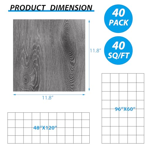 40 Sheet 12 x 12 Peel and Stick Waterproof Vinyl Floor Tiles U30329