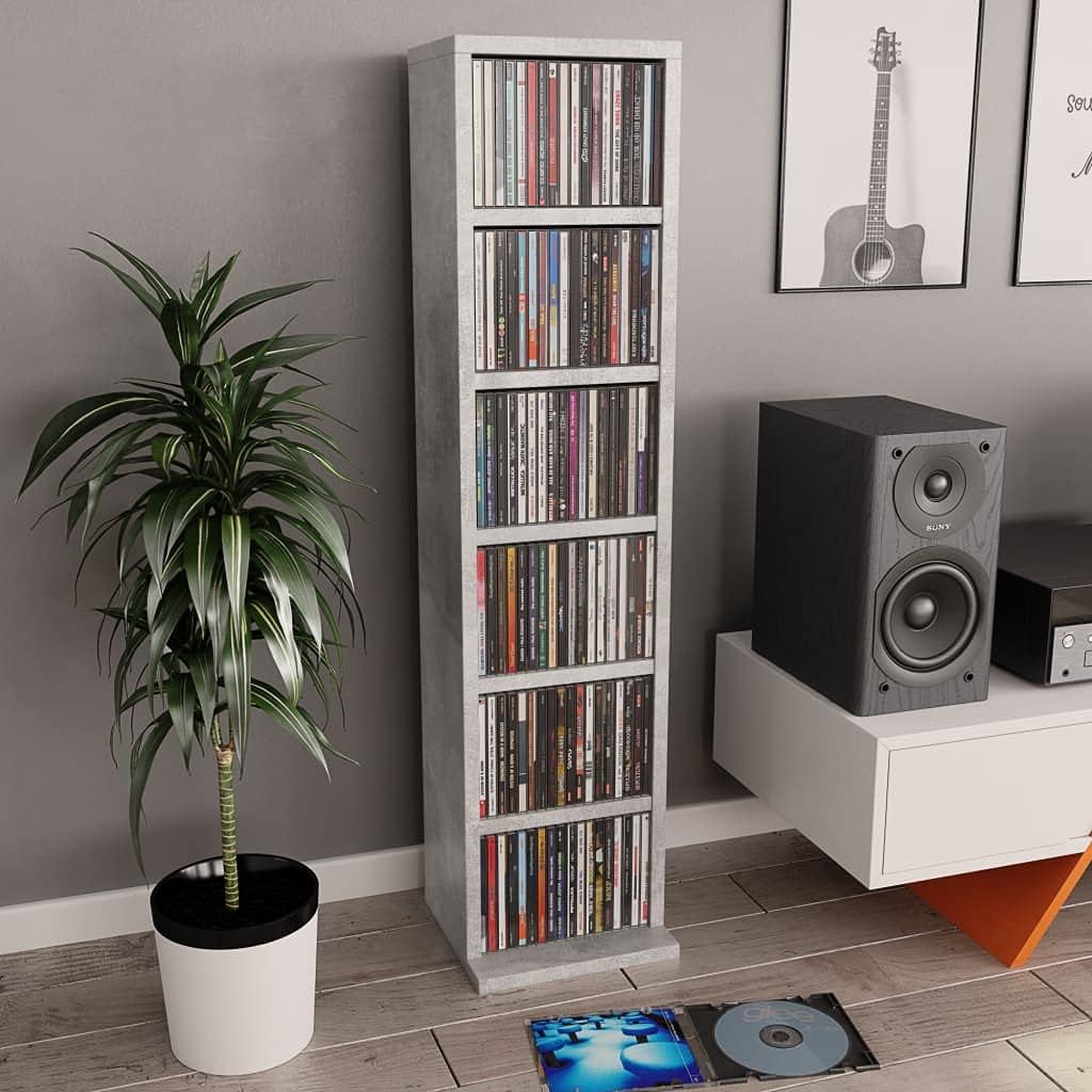 White and Sonoma Oak 8.3x9x34.6 Chipboard CD Cabinet Pack of 2 G345