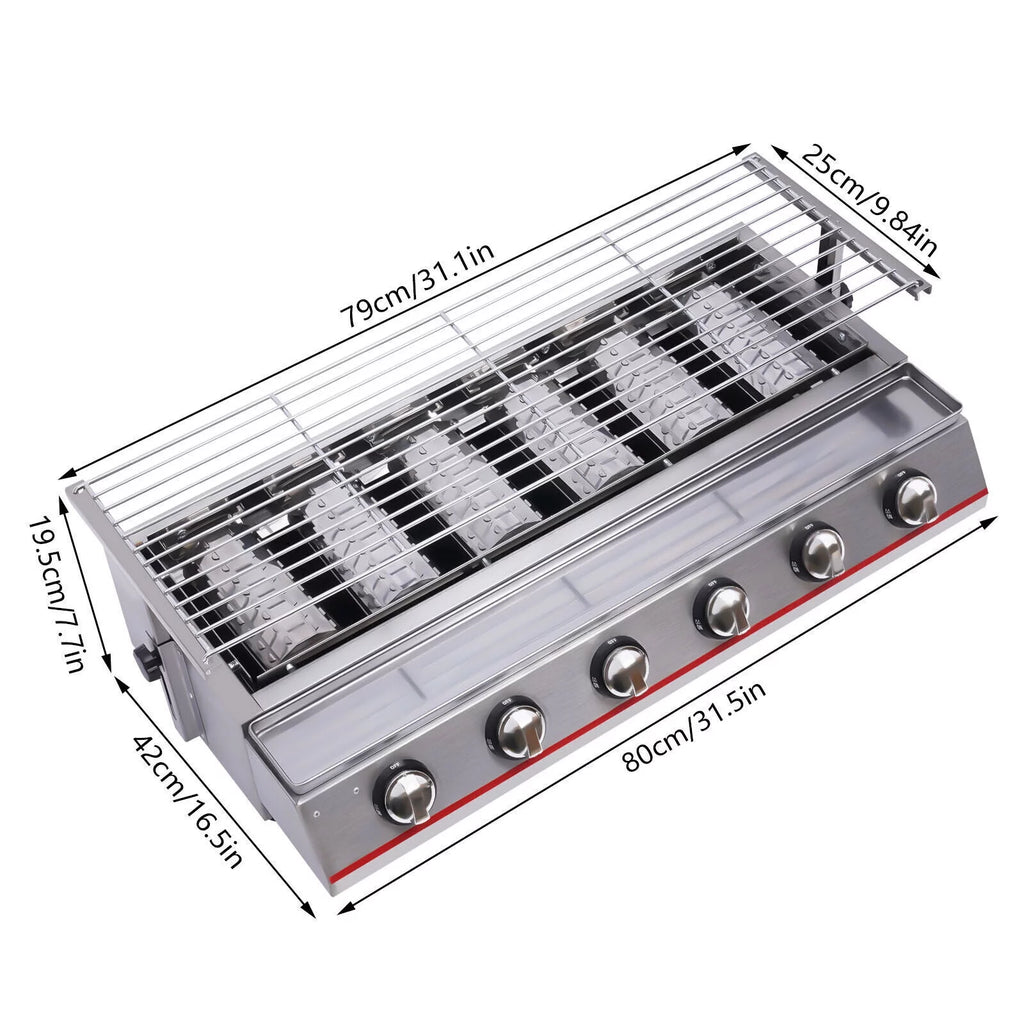 Stainless Steel 6 Burner Gas BBQ Grill I115