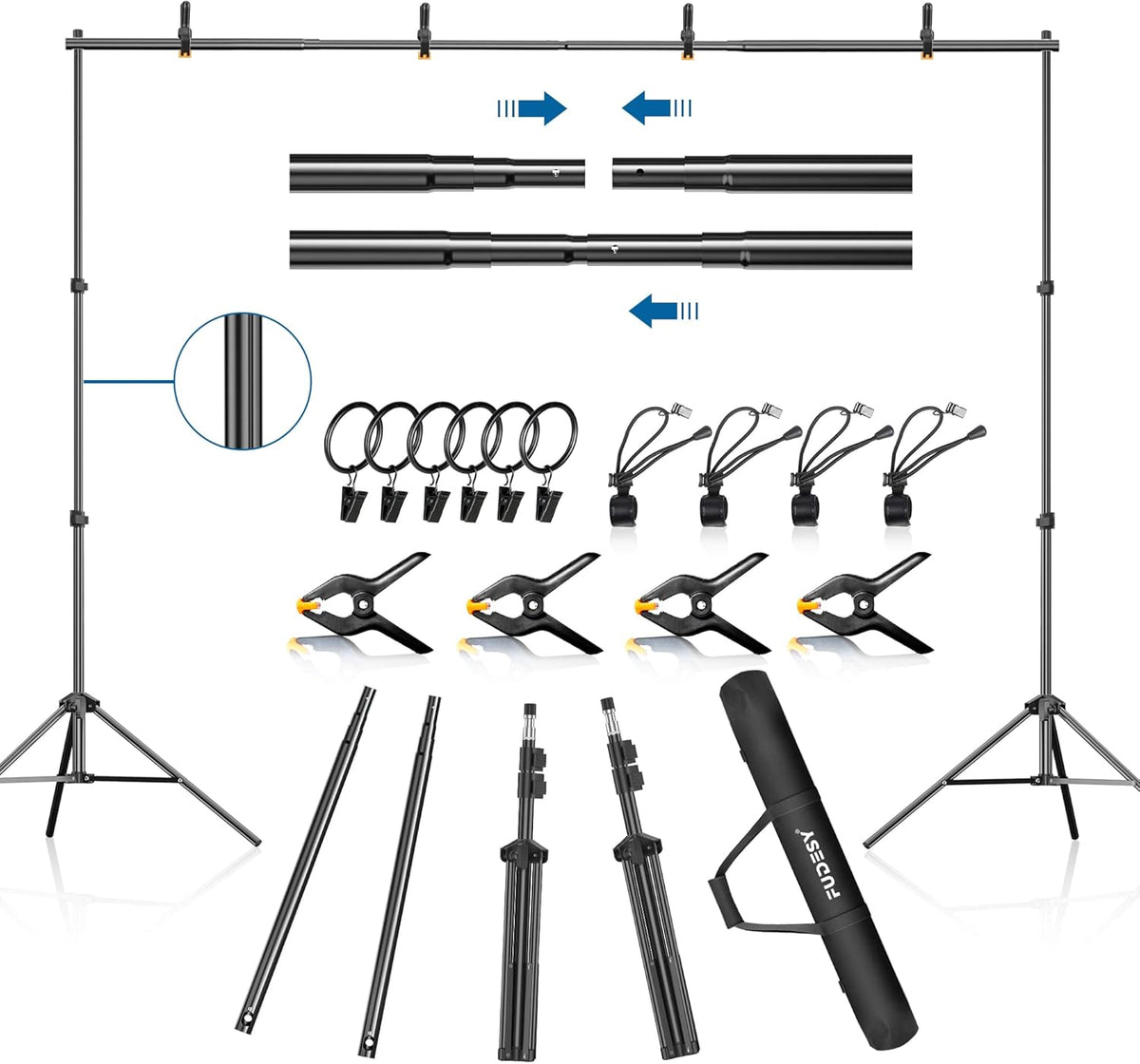 7x10Ft Adjustable Photography Background Support System Kit with Carry Bag U121
