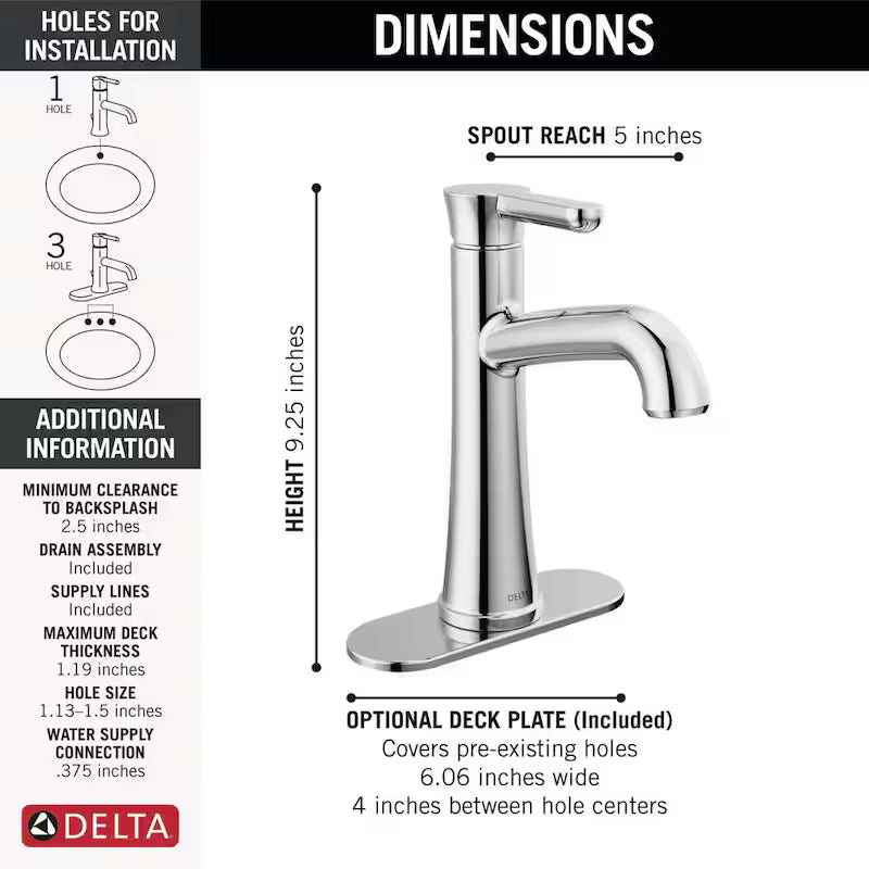Single Handle Bathroom Faucet Polished Chrome E670