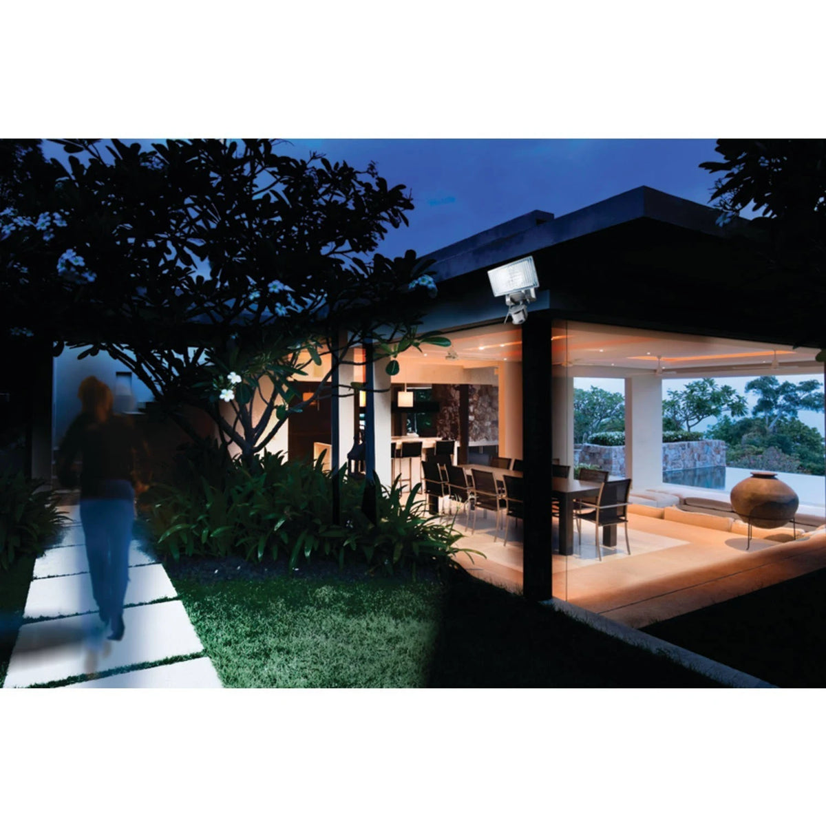 Silver Motion-Activated Solar LED Security Floodlight O42889
