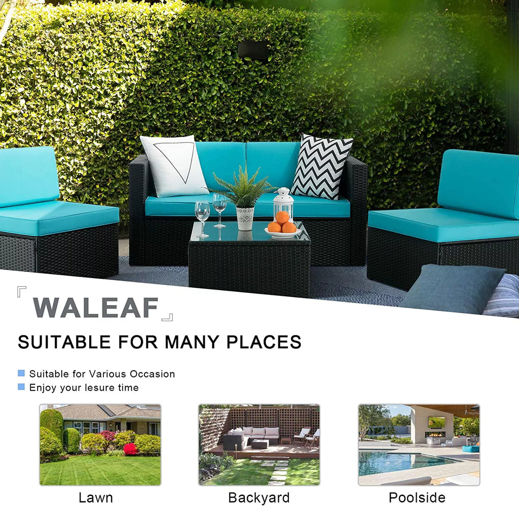 5 Pieces Rattan Wicker Sectional Sofa Set with Table U21466