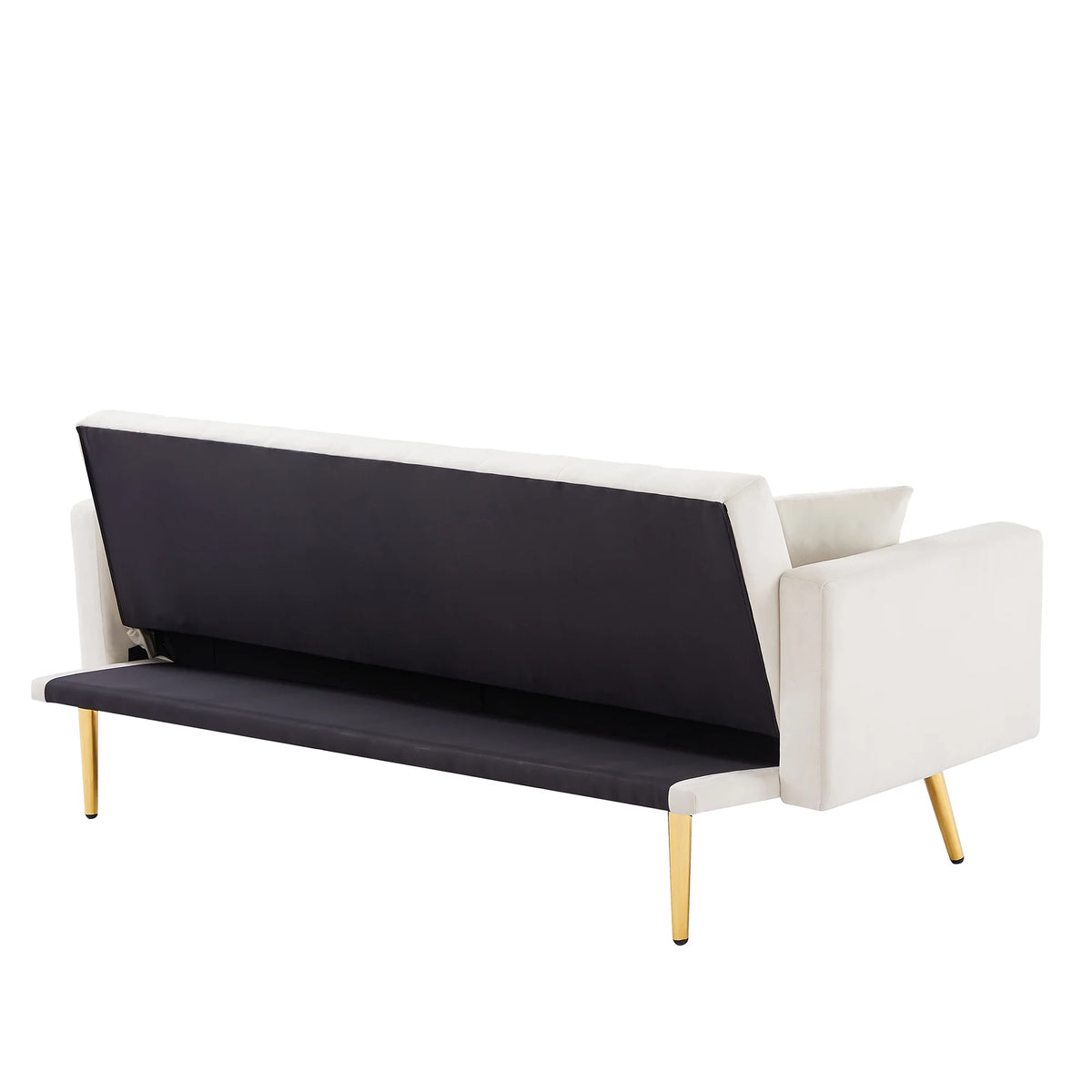 Cream White Convertible Folding Futon Sofa Bed H7294