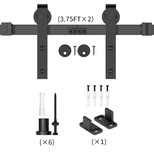6FT Sliding Barn Door Hardware Kit Black F476
