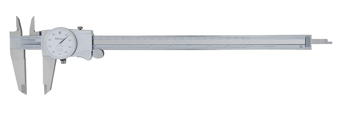 Dial Caliper, 0-12 Range, 0.002 Accuracy, White Face I391074