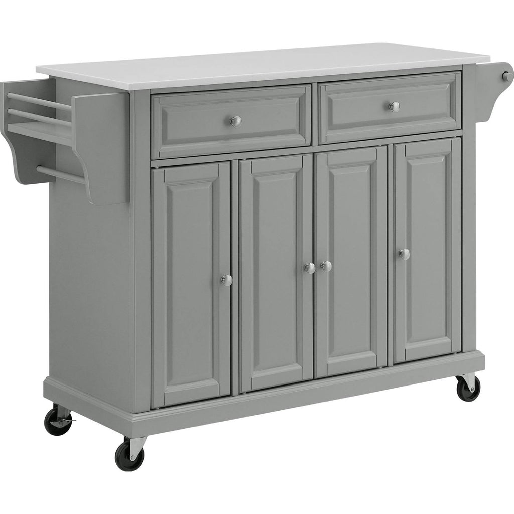 Full Size Granite Top Kitchen Cart/Island Gray/White E187684