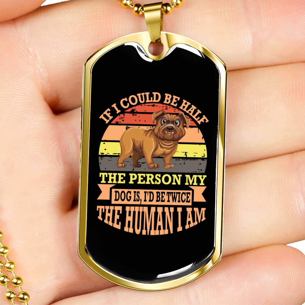Peach Stainless Steel Dog Tag Necklace 24" Chain X20936