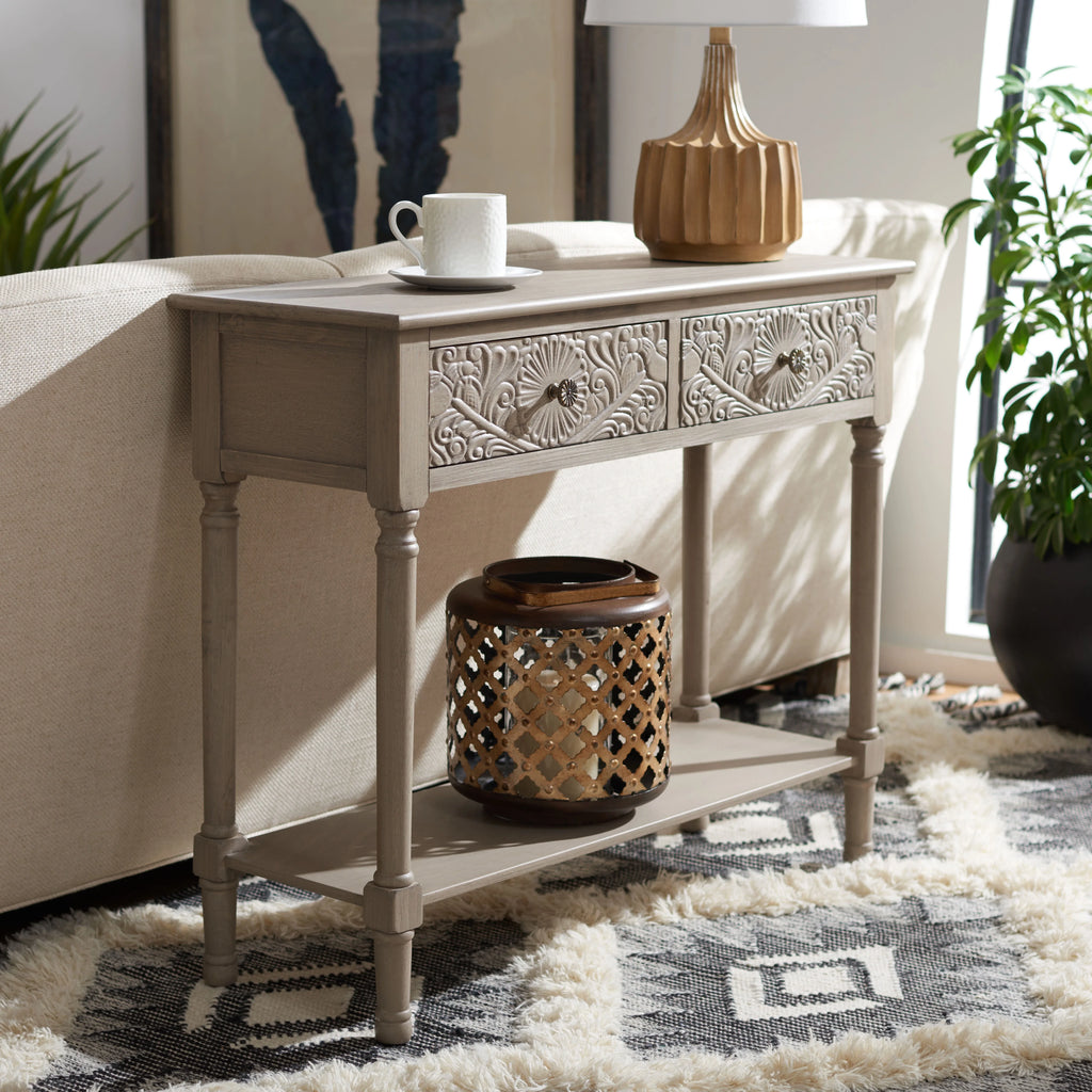 2-Drawer Taupe Wood Console Table S4225