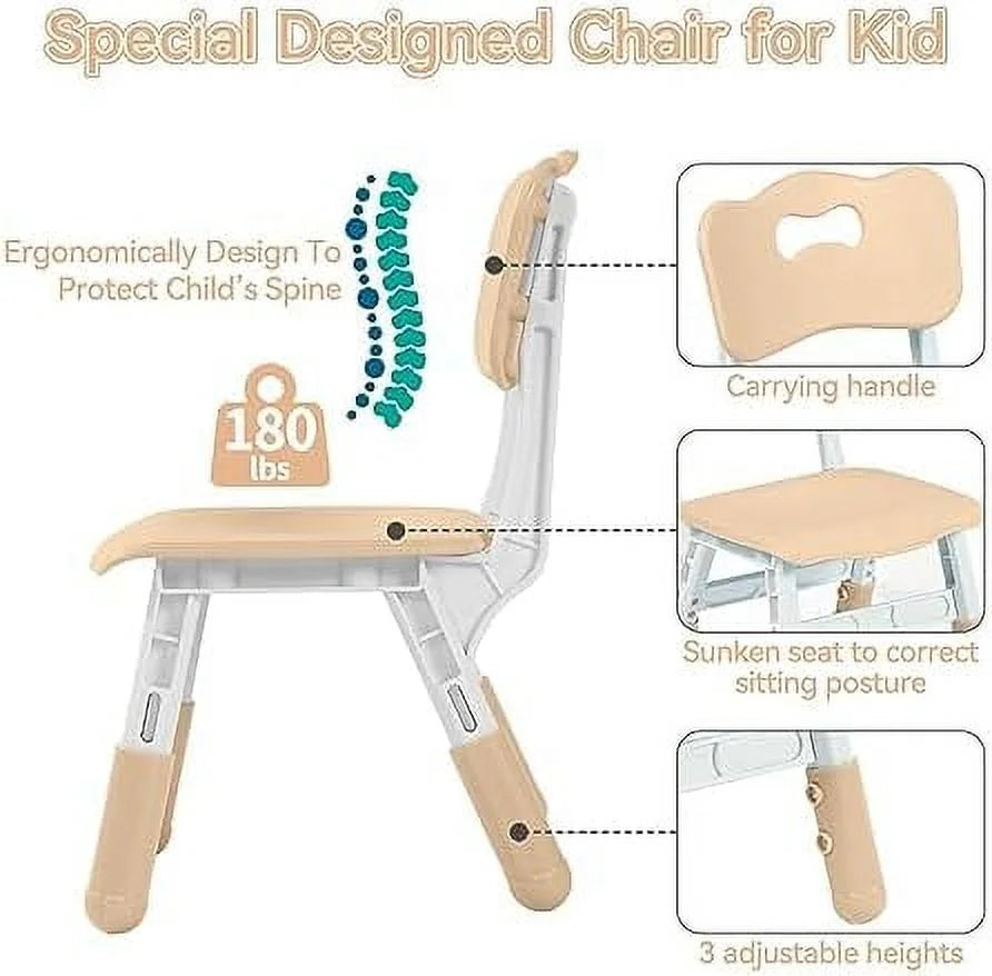 Height-Adjustable Toddler Table and 2 Chairs Set with Graffiti Desktop T321534