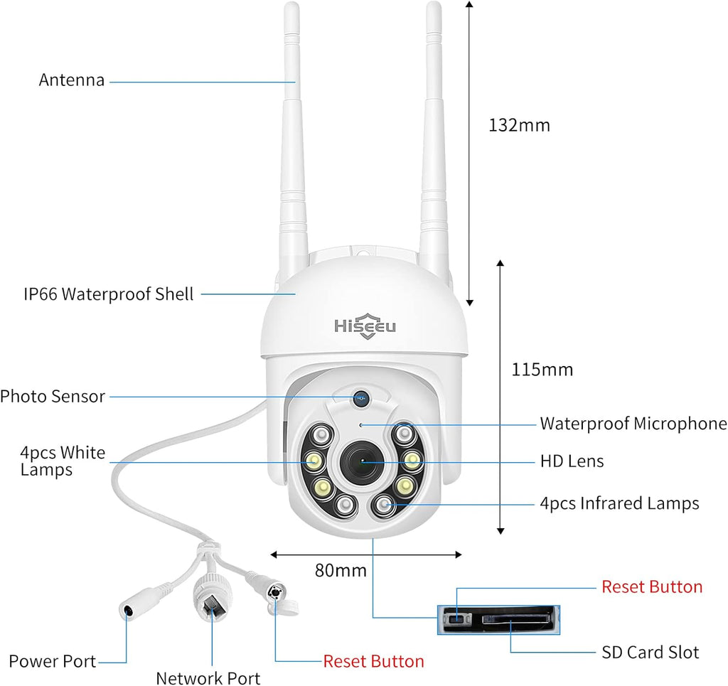 3MP Outdoor WiFi Pan/Tilt Security Camera with Floodlights G13165
