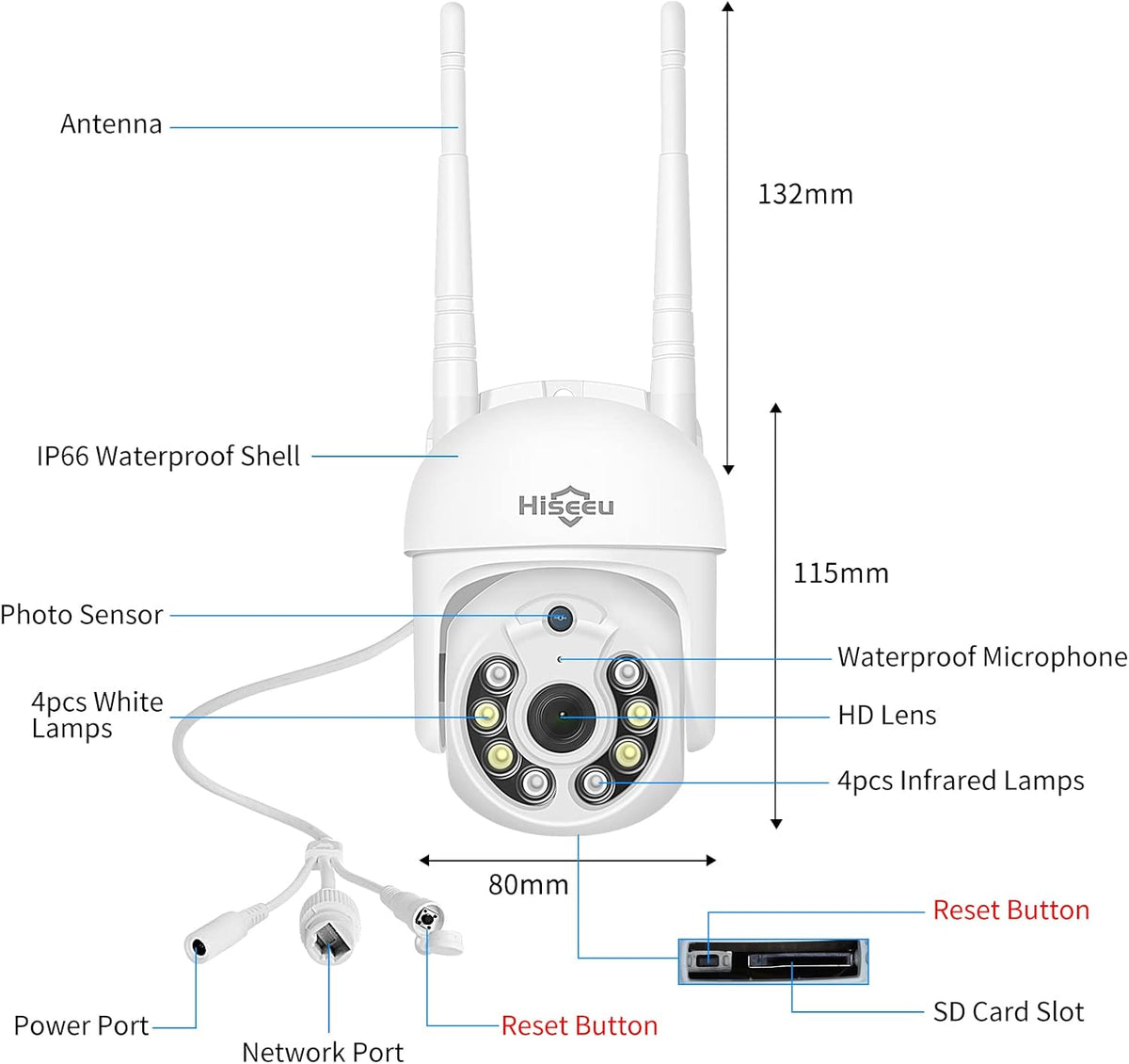 3MP Outdoor WiFi Pan/Tilt Security Camera with Floodlights G13165
