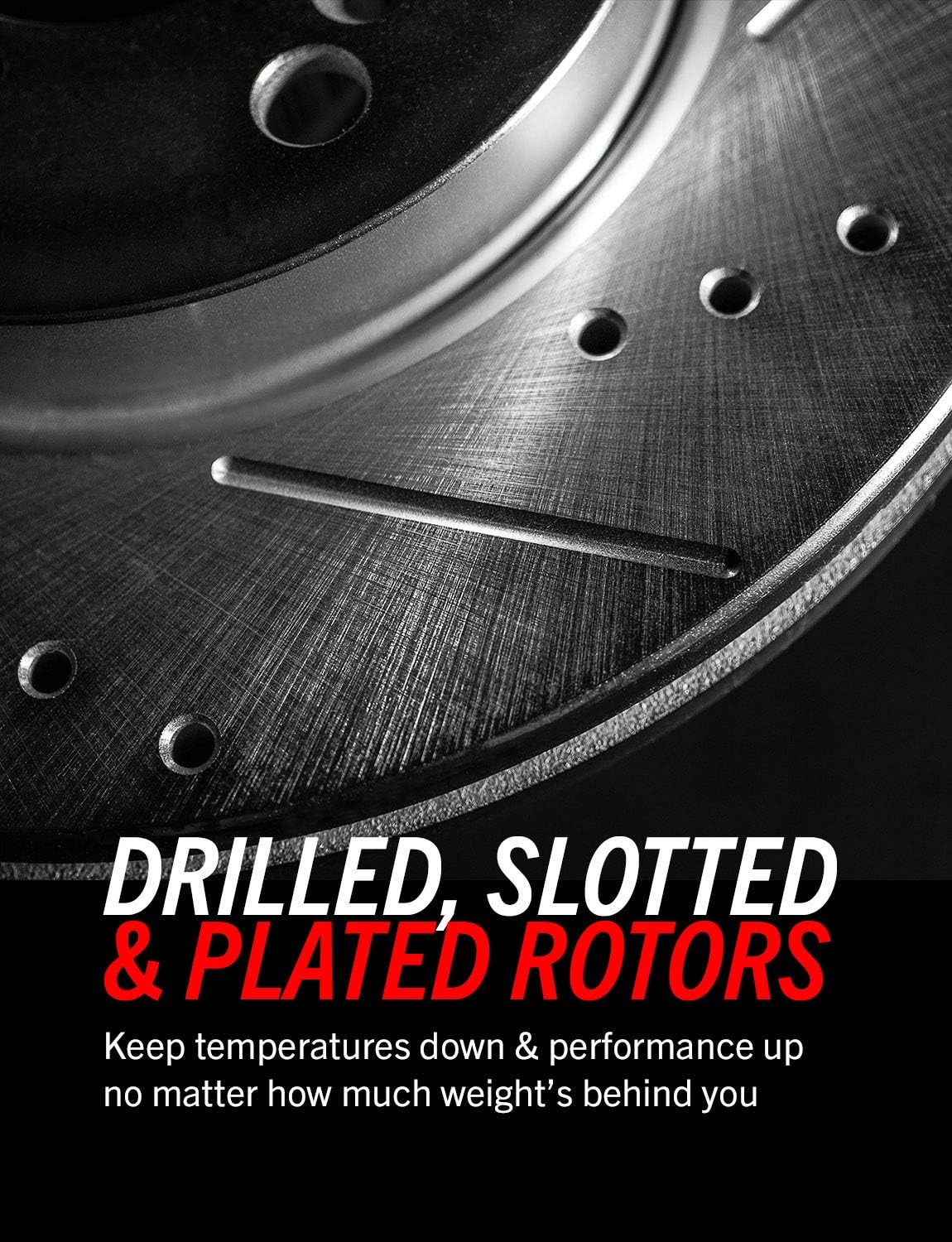 Carbon Fiber Ceramic Brake Pads and Drilled Slotted Brake Rotors R896932