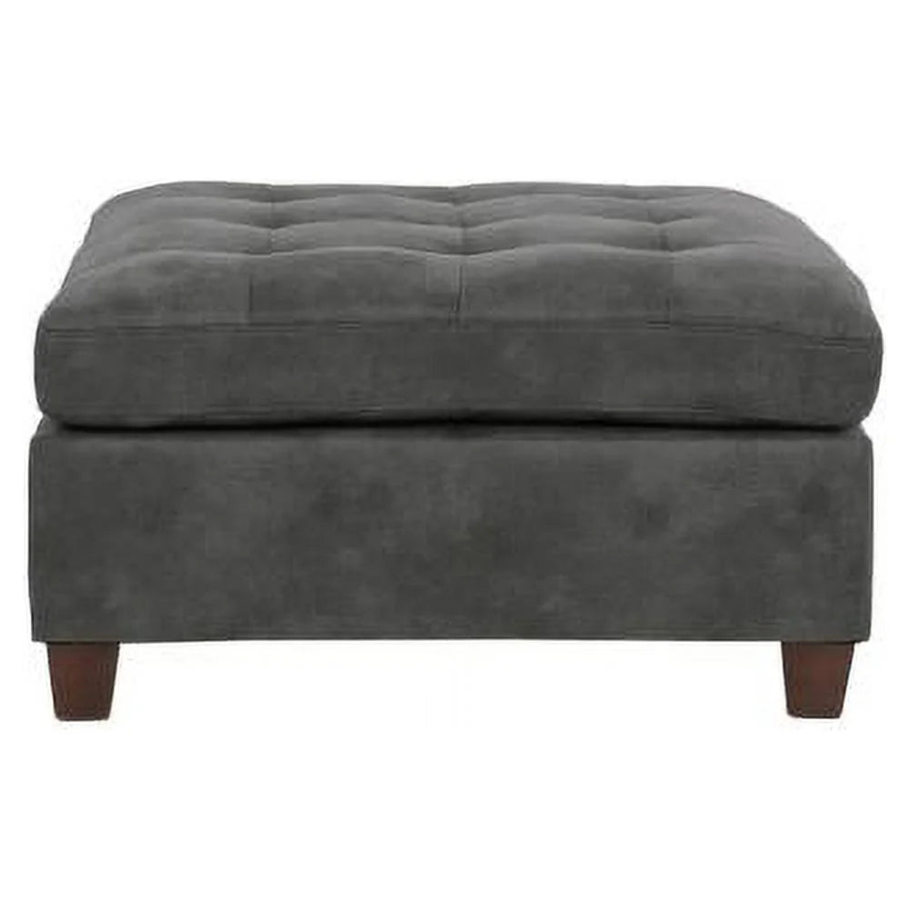Antique Grey Tufted Leatherette Ottoman A456