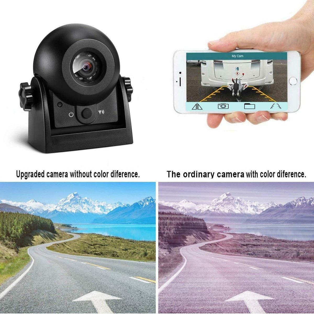 Wireless Backup Dash Cam with WiFi Reversing Camera IP68 Waterproof IR Night Vision Wide Angle Magnetic Rear View Parking Camera I837