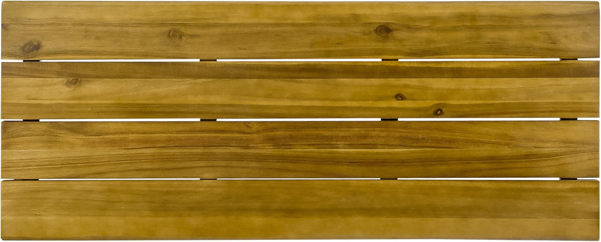Teak Finish Acacia Wood Bar Table with Iron Frame F32824