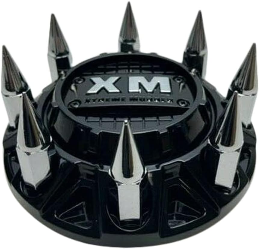 Gloss Black Chrome Spikes Wheel Center Cap Pack of 2 E904