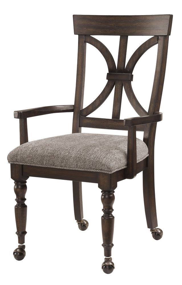 Wood Desk Chair with Casters in Driftwood Charcoal T336483