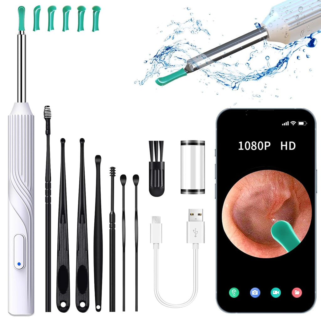 Ear Wax Removal Tool Camera with 8 Pcs Ear Set, 1080P HD Otoscope Camera and 6 LED Lights L395