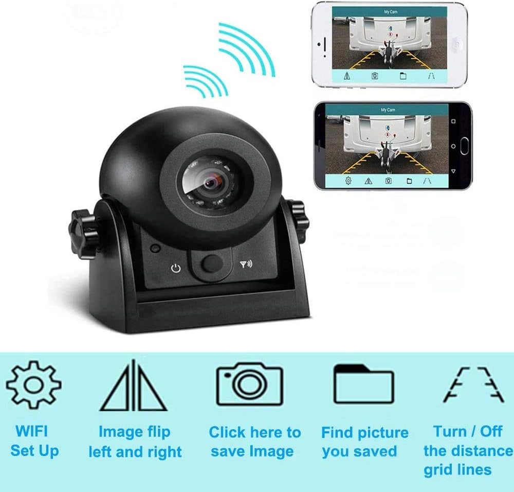 Wireless Backup Dash Cam with WiFi Reversing Camera IP68 Waterproof IR Night Vision Wide Angle Magnetic Rear View Parking Camera I837