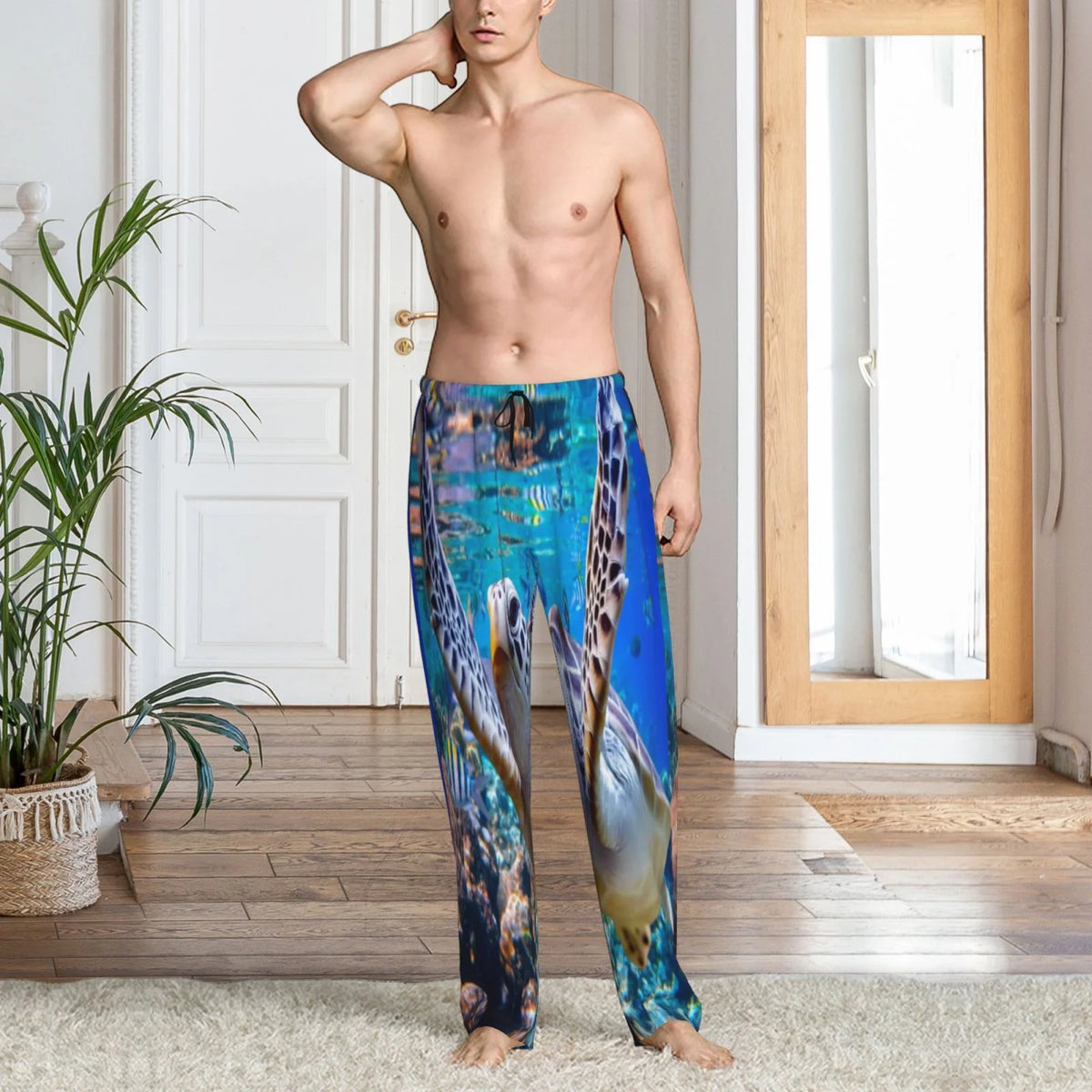 Men'S Pajama Pants Drawstring And Pockets J1687