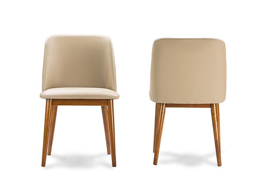 Light Brown and Beige Faux Leather Dining Chair (Set of 2) Z359