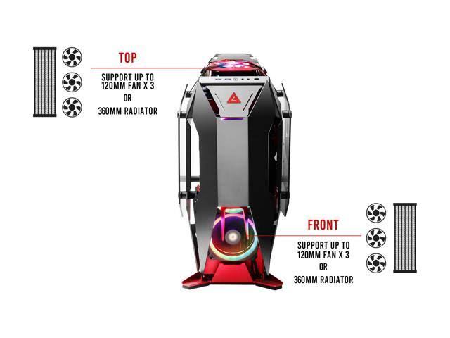 Black Red Aluminum ATX Mid Tower Computer Case S93840