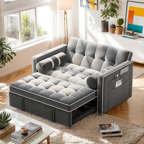 3 in 1 Convertible Sleeper Sofa Bed with USB Ports & Side Pockets M449851