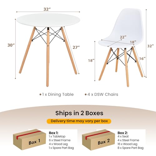 Round Dining Table and Chairs Set of 4 with Wood Legs N297482