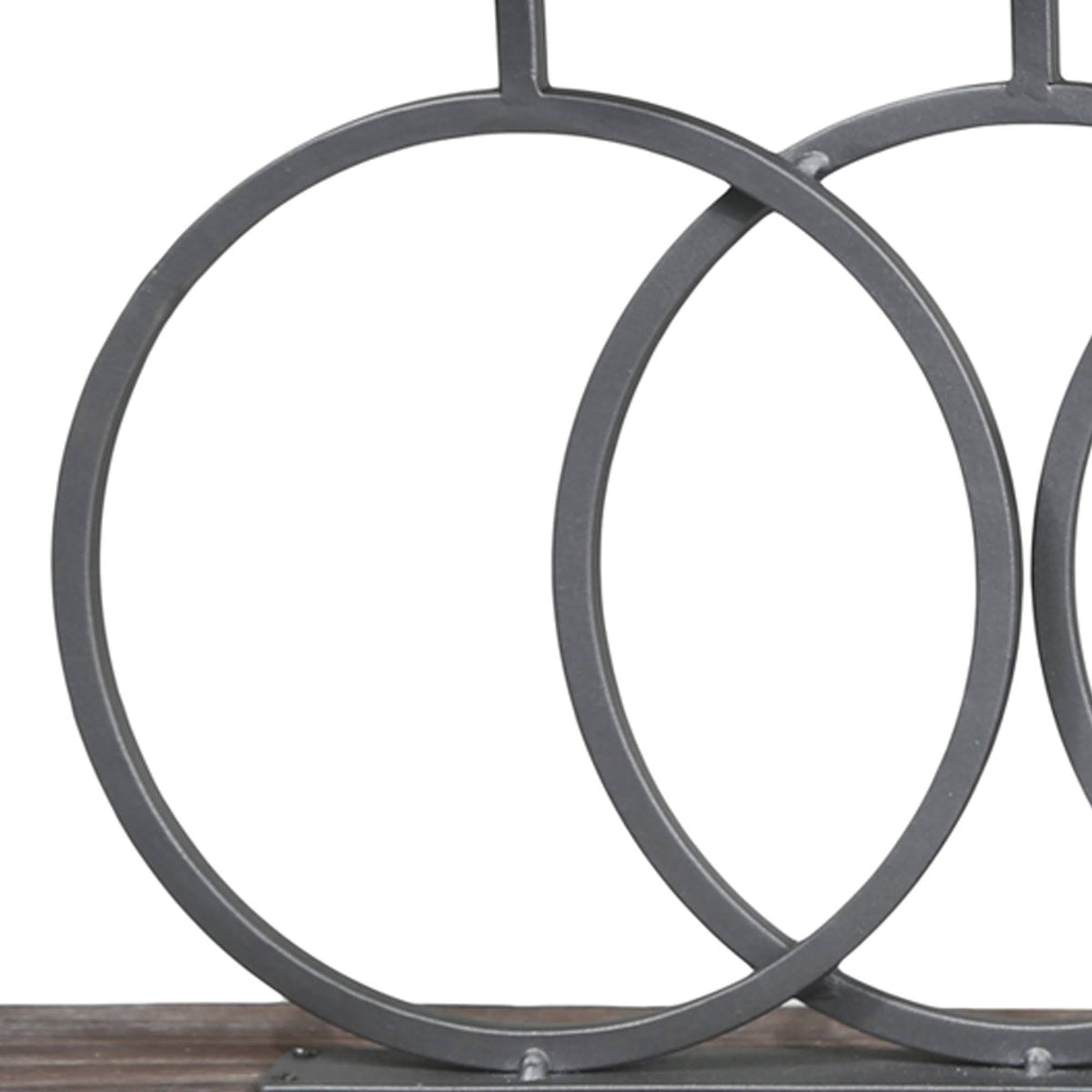 Gray and Brown Wood and Metal Candle Holder with Interlocking 5 Rings A5194