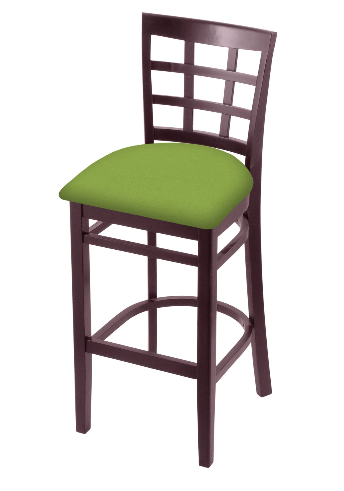 30x22 Bar Stool with Dark Cherry Finish and Kiwi Green Seat M185