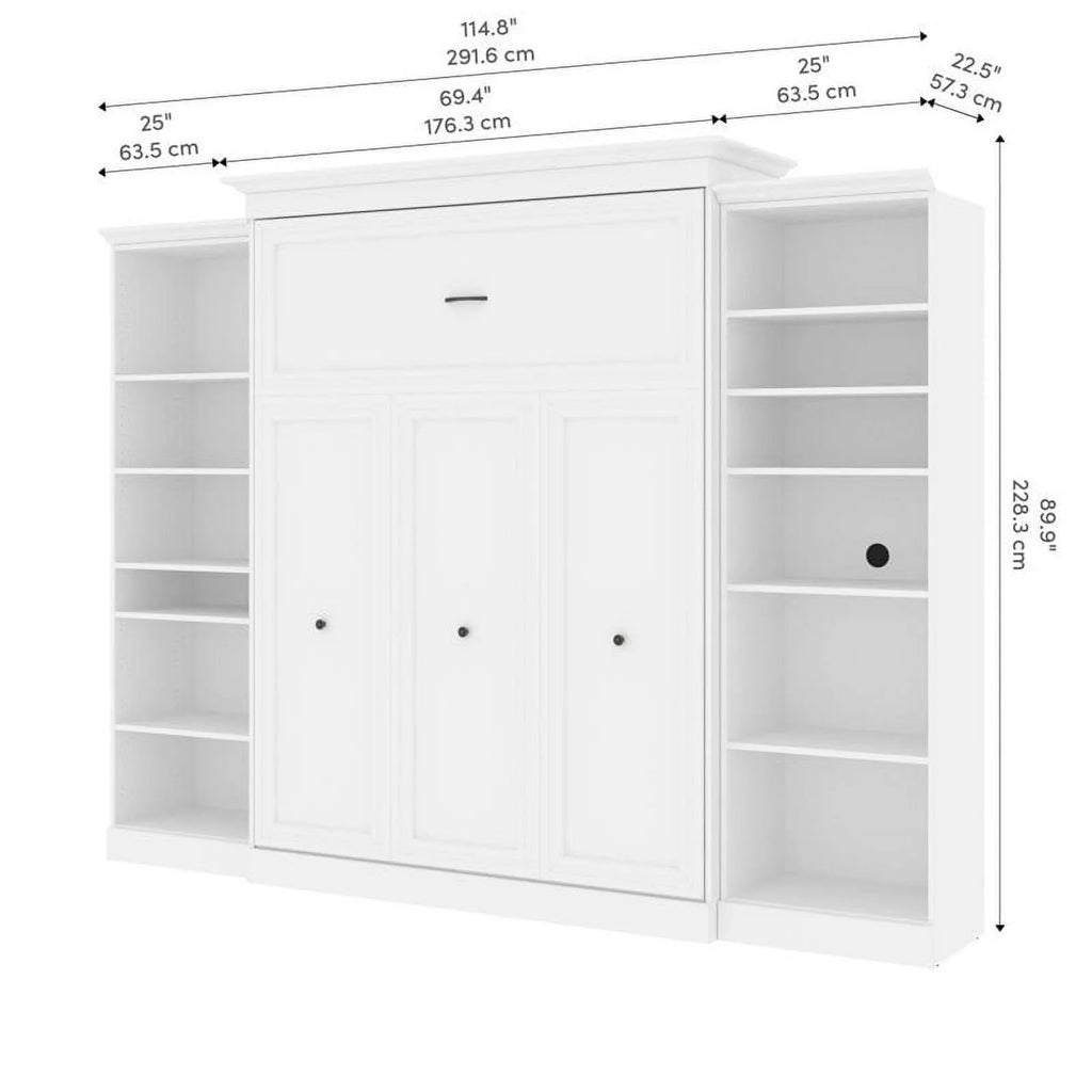 Queen Wall Bed with Storage in White Q62920