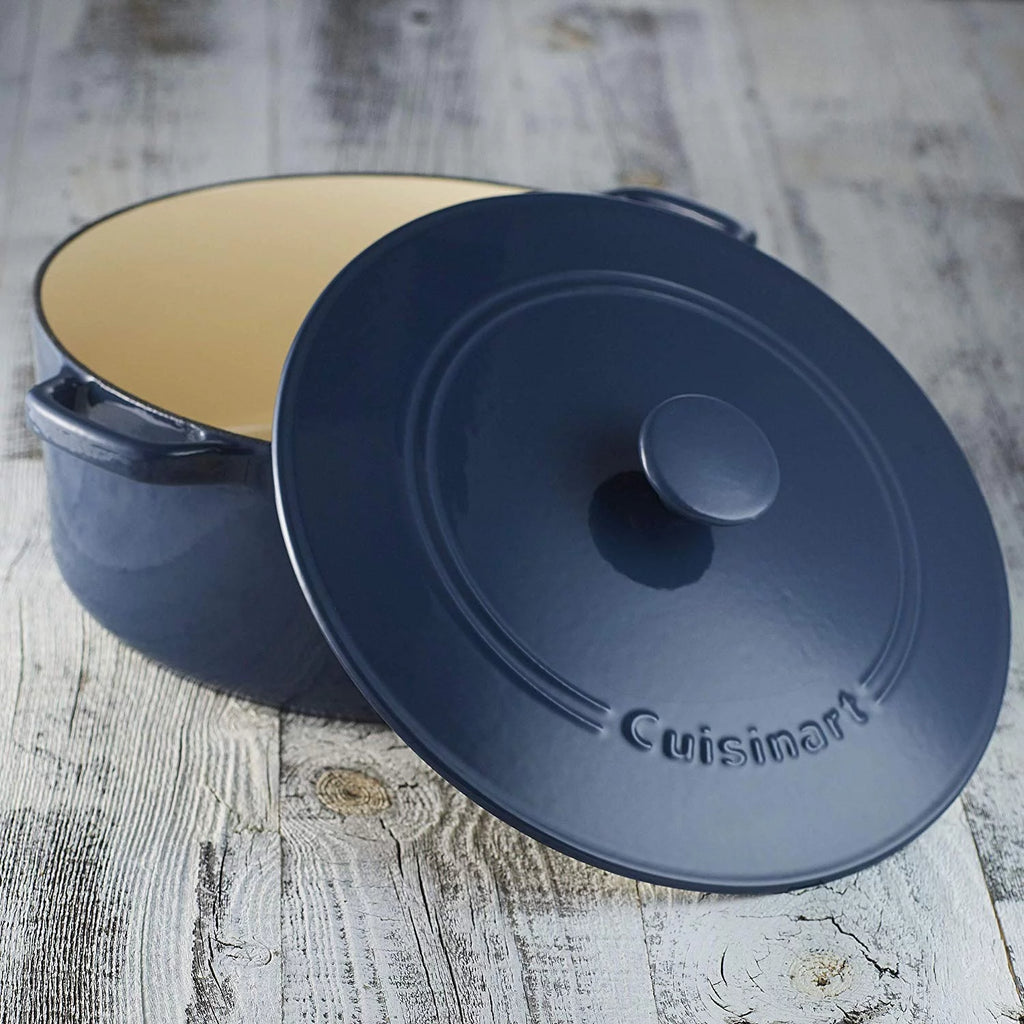 Enameled Cast Iron 7 Qt. Round Covered Casserole Provencal Blue E89612